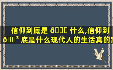 信仰到底是 🍁 什么,信仰到 🌳 底是什么现代人的生活真的需要信仰吗